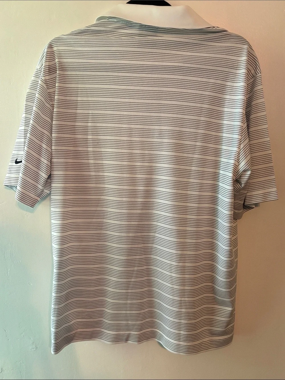 Nike Men's White & Black Striped Polo